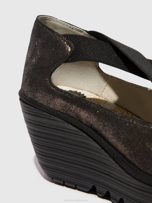 grafiet Fly London vrouwen elastische schoenen yoly402 V2B0685