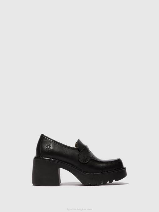 zwart Fly London vrouwen instappers schoenen muly252 V2B0676