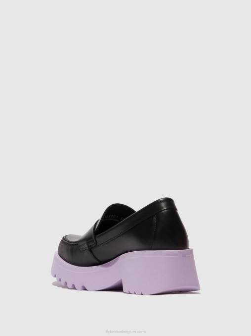 zwart (paarse zool) Fly London vrouwen instappers schoenen moat948 V2B0651