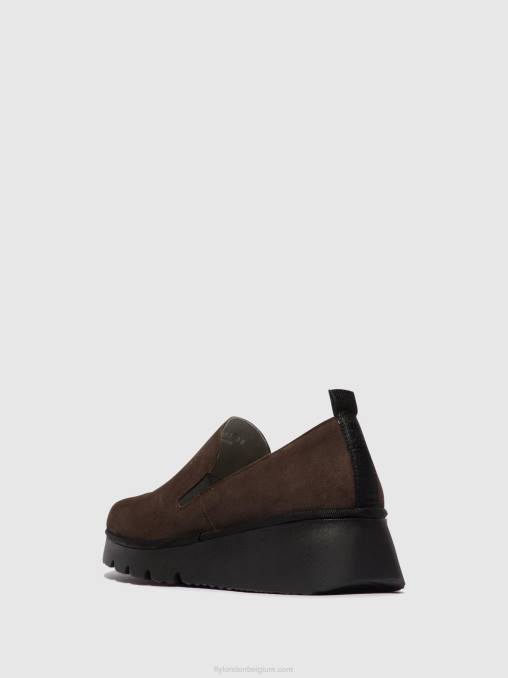 dk. taupe Fly London vrouwen instapschoenen pece406 V2B0667