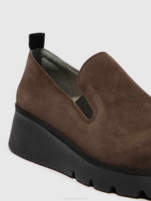 dk. taupe Fly London vrouwen instapschoenen pece406 V2B0667