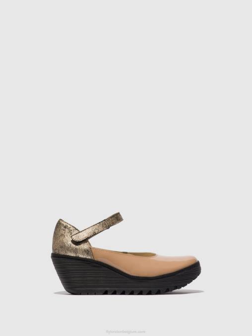 cappuccino/champagne Fly London vrouwen mary jane schoenen yawo345 V2B0671