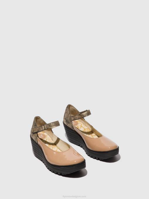 cappuccino/champagne Fly London vrouwen mary jane schoenen yawo345 V2B0671