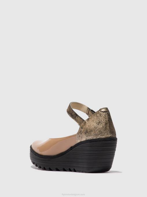 cappuccino/champagne Fly London vrouwen mary jane schoenen yawo345 V2B0671