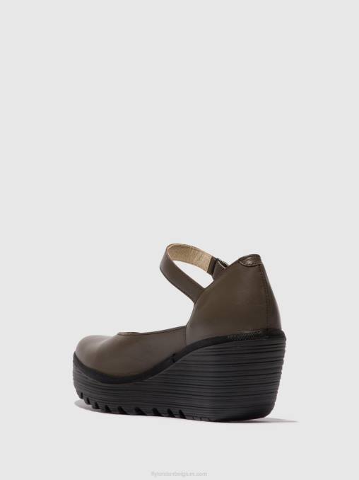 dk. taupe Fly London vrouwen mary jane schoenen yawo345 V2B0668