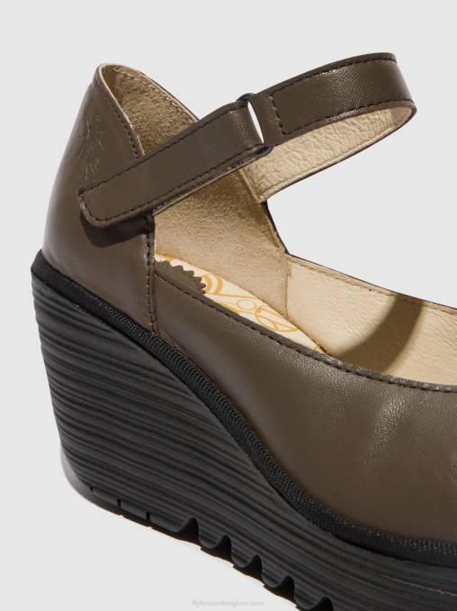dk. taupe Fly London vrouwen mary jane schoenen yawo345 V2B0668
