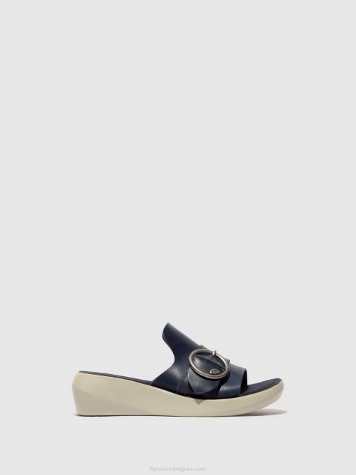 blauw Fly London vrouwen Muiltjes met gesp beyd925 V2B0379