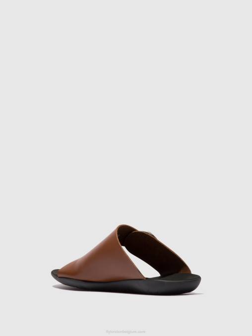 cognac Fly London vrouwen muiltjes met open teen mica758 V2B0382