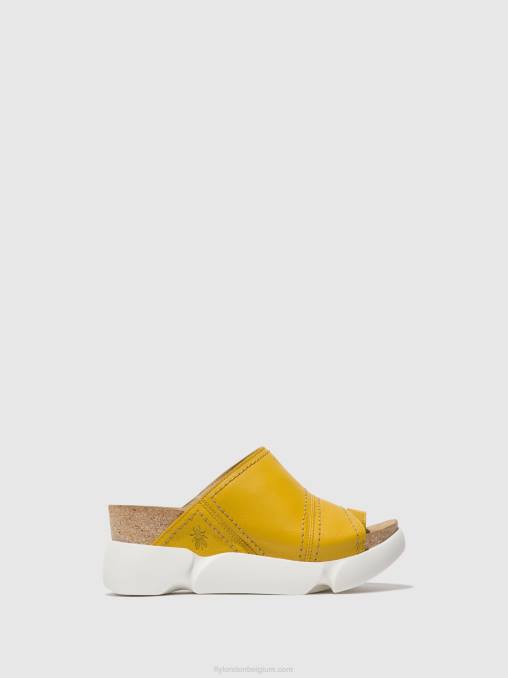 fel geel Fly London vrouwen muiltjes met open teen sive866 V2B0381