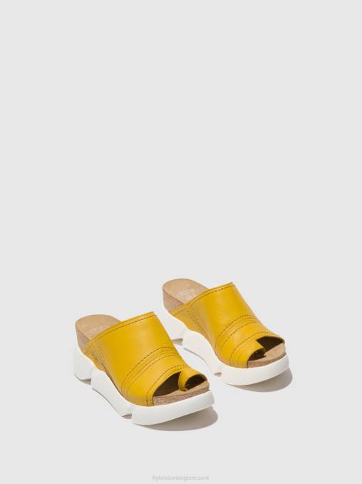 fel geel Fly London vrouwen muiltjes met open teen sive866 V2B0381