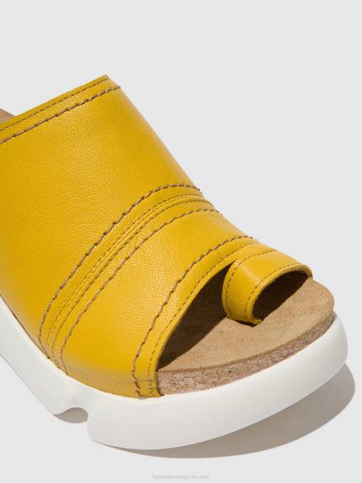 fel geel Fly London vrouwen muiltjes met open teen sive866 V2B0381