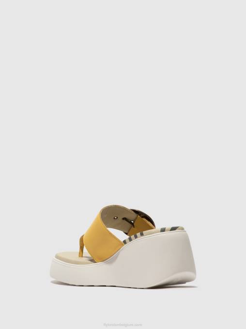 geel Fly London vrouwen muiltjes met gesp dafi938 V2B0372