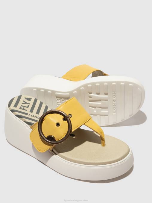 geel Fly London vrouwen muiltjes met gesp dafi938 V2B0372