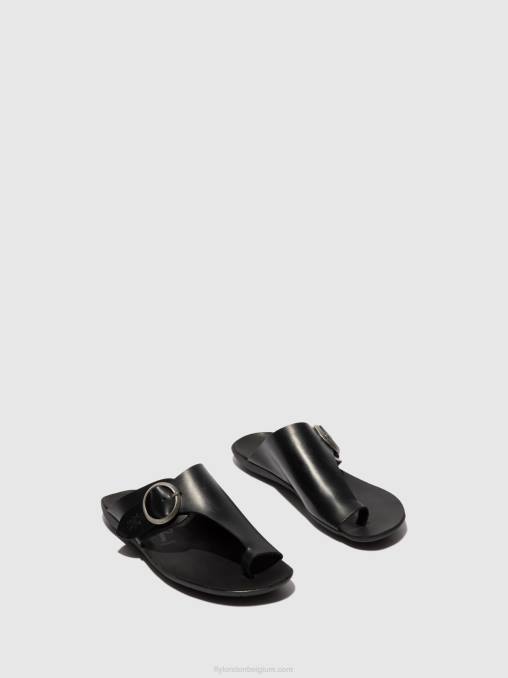 hoofdstel zwart Fly London vrouwen muiltjes met open teen mica758 V2B0384