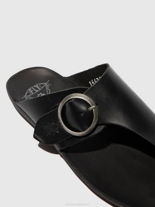 hoofdstel zwart Fly London vrouwen muiltjes met open teen mica758 V2B0384