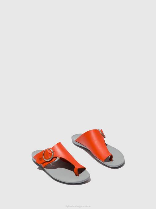 koraal Fly London vrouwen muiltjes met open teen mica758 V2B0383