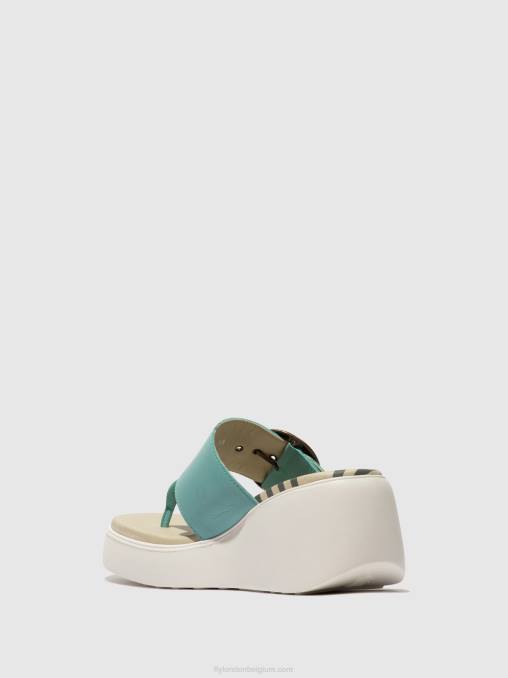 turkoois Fly London vrouwen muiltjes met gesp dafi938 V2B0375