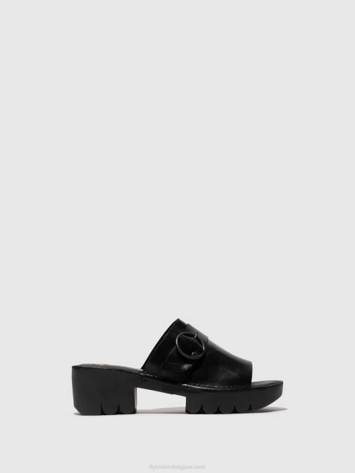zwart Fly London vrouwen Muilezels met gesp eple519 V2B0370
