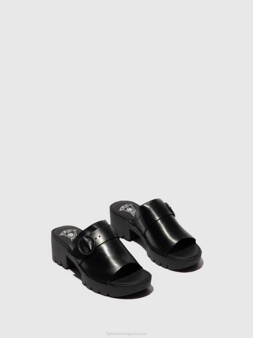 zwart Fly London vrouwen Muilezels met gesp eple519 V2B0370