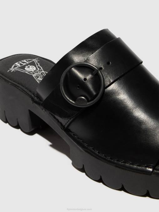 zwart Fly London vrouwen Muilezels met gesp eple519 V2B0370