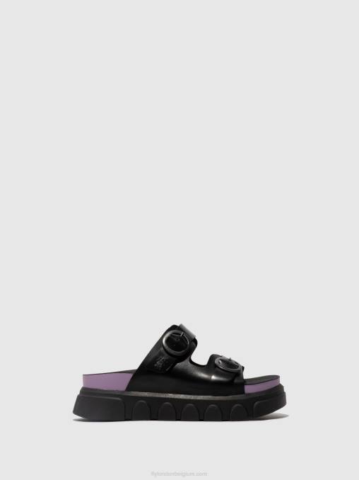 zwart (paars) Fly London vrouwen Muiltjes met gesp cide946 V2B0376