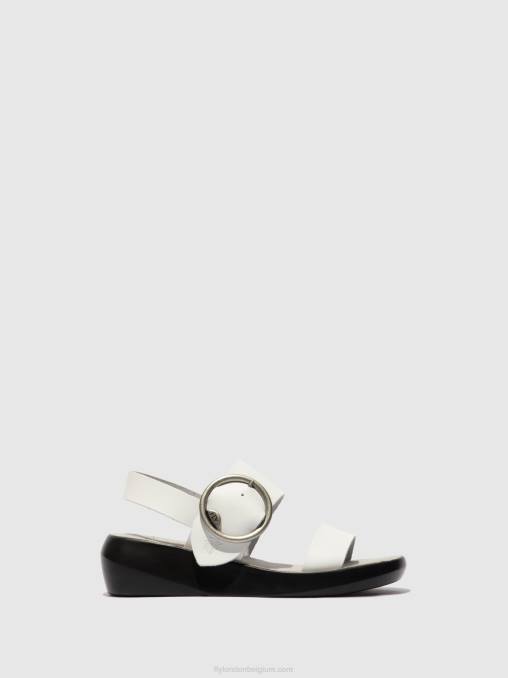 Brooklyn gebroken wit Fly London vrouwen sandalen met gespen bani739 V2B0604