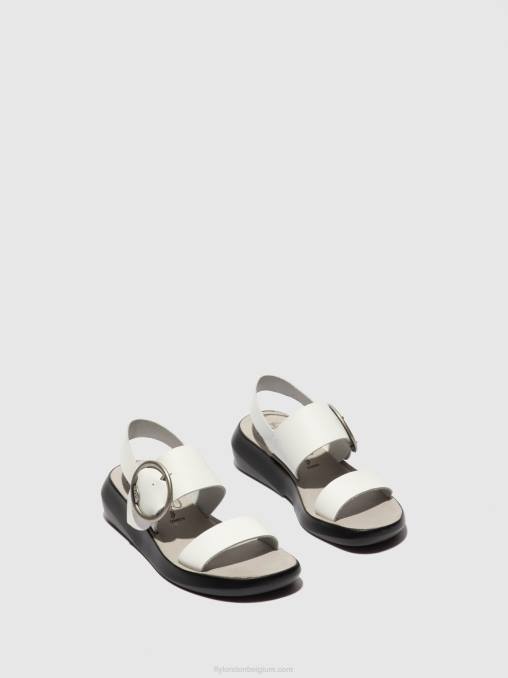 Brooklyn gebroken wit Fly London vrouwen sandalen met gespen bani739 V2B0604