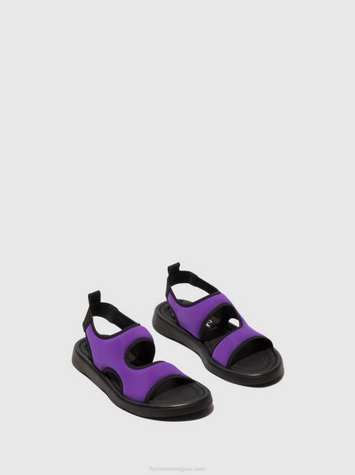altviool/zwart Fly London vrouwen slingback sandalen treq930 V2B0452