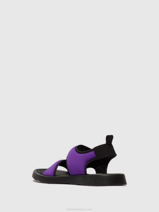 altviool/zwart Fly London vrouwen slingback sandalen treq930 V2B0452