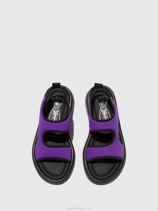 altviool/zwart Fly London vrouwen slingback sandalen treq930 V2B0452