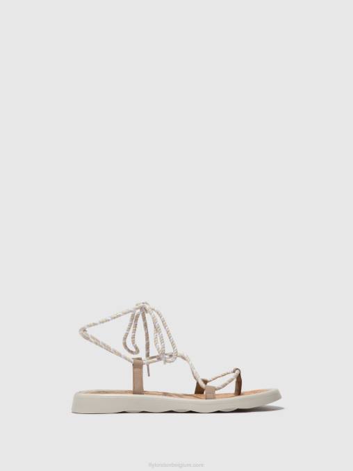 beton(gebroken wit) Fly London vrouwen vetersandalen tace874 V2B0552