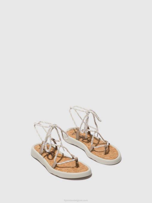 beton(gebroken wit) Fly London vrouwen vetersandalen tace874 V2B0552