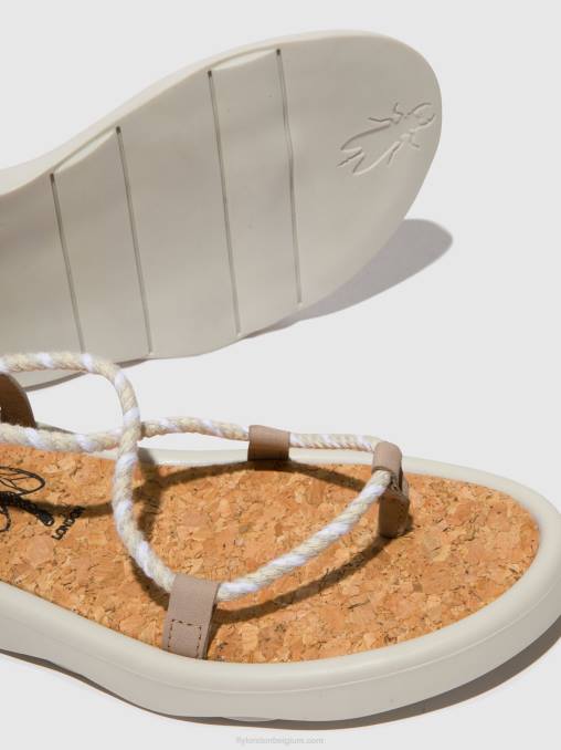beton(gebroken wit) Fly London vrouwen vetersandalen tace874 V2B0552