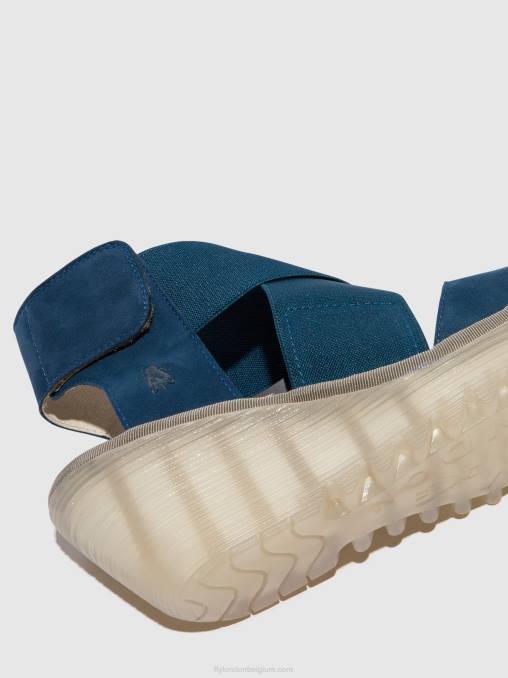 blauw Fly London vrouwen gekruiste sandalen yuba385 V2B0485