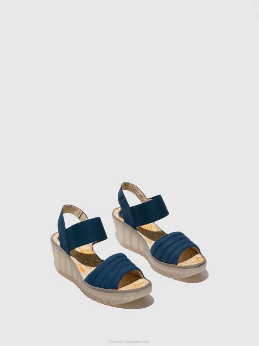 blauw Fly London vrouwen sling-back sandalen yiko414 V2B0433