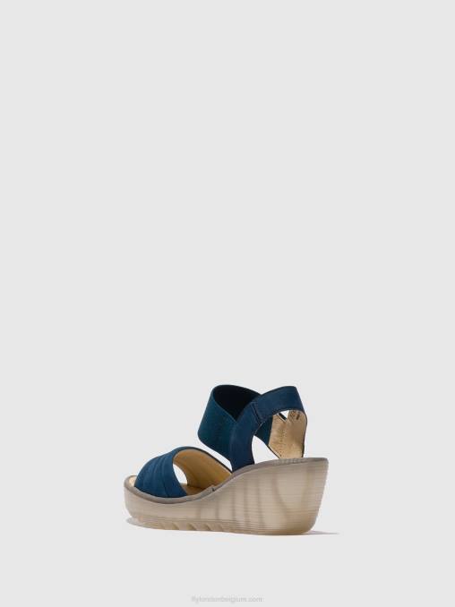 blauw Fly London vrouwen sling-back sandalen yiko414 V2B0433
