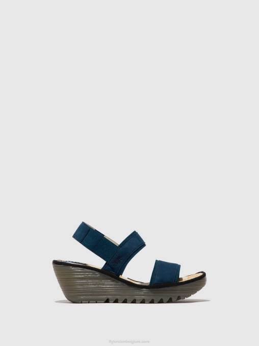 blauw Fly London vrouwen slingback sandalen yaco416 V2B0438