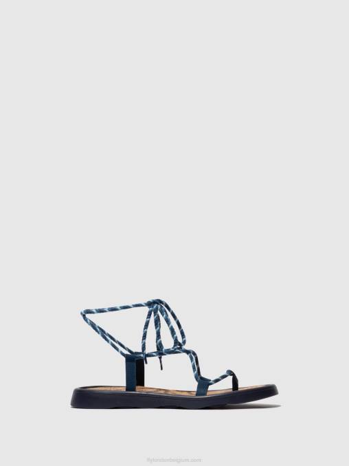 blauw Fly London vrouwen vetersandalen tace874 V2B0551