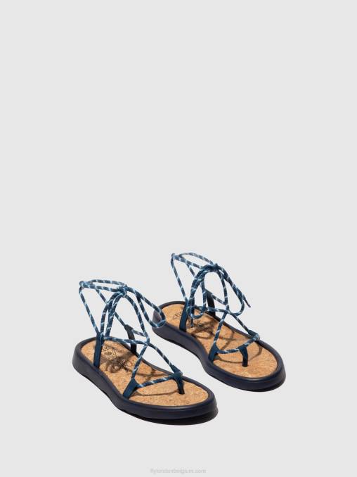 blauw Fly London vrouwen vetersandalen tace874 V2B0551