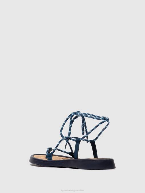 blauw Fly London vrouwen vetersandalen tace874 V2B0551