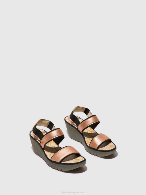 blozen goud Fly London vrouwen slingback sandalen yaco416 V2B0439