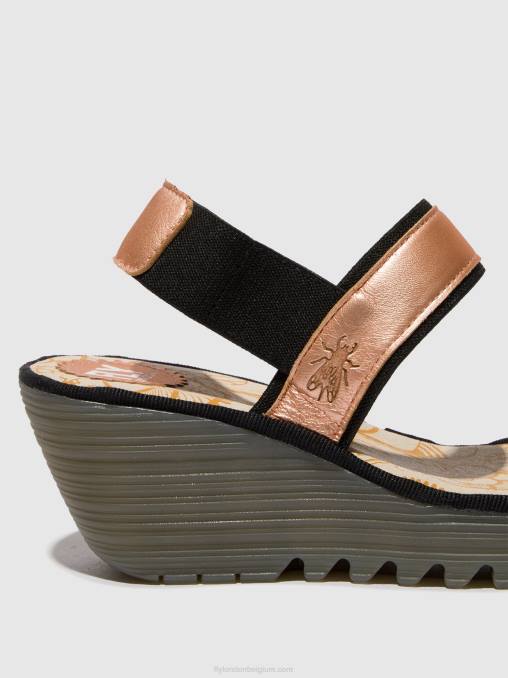blozen goud Fly London vrouwen slingback sandalen yaco416 V2B0439