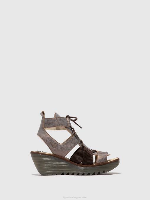 bronzen Fly London vrouwen vetersandalen yaca413 V2B0472