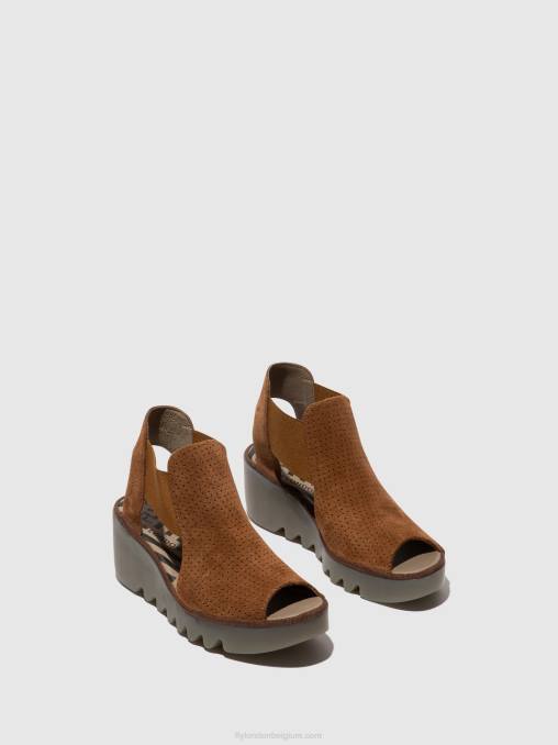 cognac Fly London vrouwen elastische sandalen biga412 V2B0479