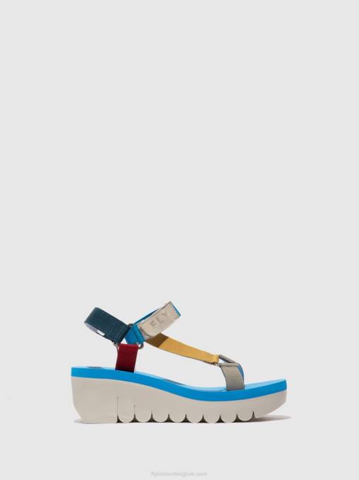 cupido multi (azuur) Fly London vrouwen sandalen met klittenband yefa726 V2B0598
