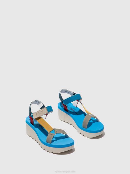 cupido multi (azuur) Fly London vrouwen sandalen met klittenband yefa726 V2B0598