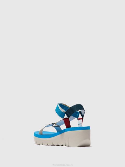 cupido multi (azuur) Fly London vrouwen sandalen met klittenband yefa726 V2B0598