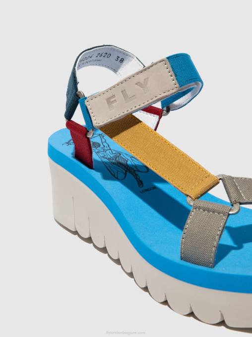 cupido multi (azuur) Fly London vrouwen sandalen met klittenband yefa726 V2B0598
