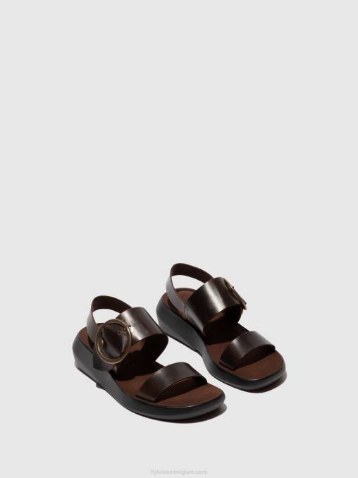 donker bruin Fly London vrouwen slingback sandalen bani739 V2B0468