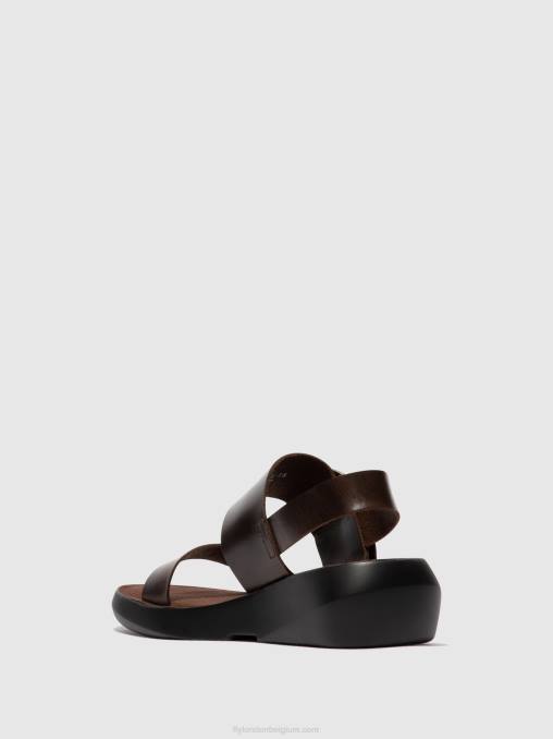 donker bruin Fly London vrouwen slingback sandalen bani739 V2B0468